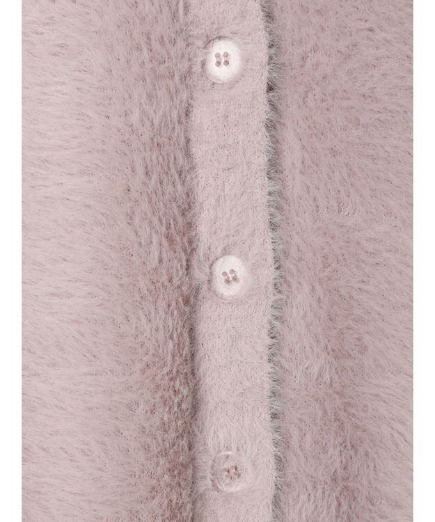 earth music&ecology ロングシャギーＶネックカーディガン Pink Beige