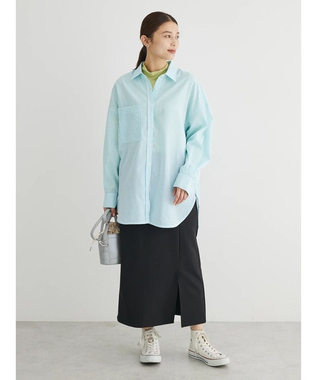 Green Parks 〈選べるきれシル〉Ｉラインロング丈スカート Black