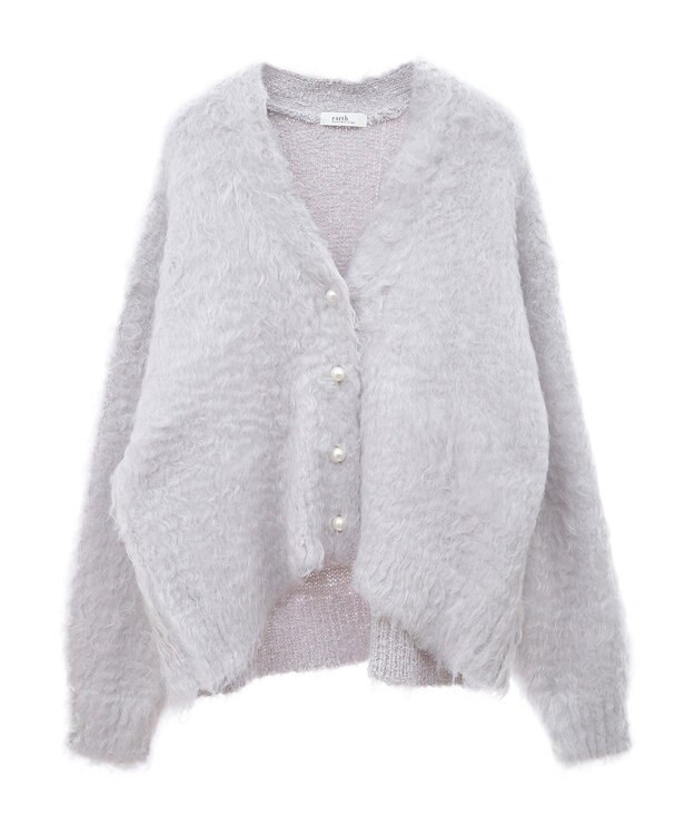 earth music&ecology フワフワパールニットカーディガン Light Gray