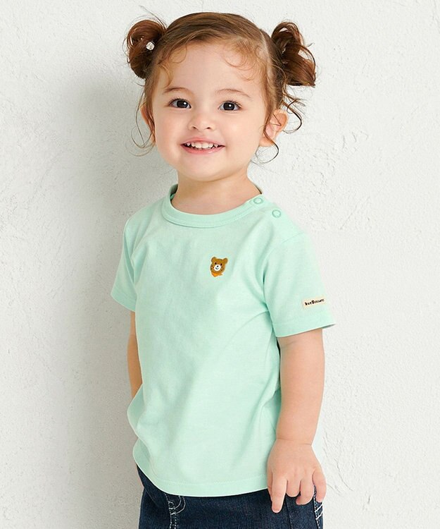 MIKI HOUSE HOT BISCUITS 【70-120cm】【Everyday Series】ワンポイント 半袖Tシャツ アイスグリーン