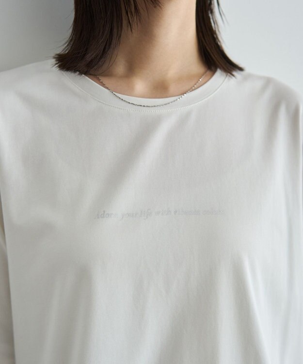 YECCA VECCA ラウンドヘム7分袖ロゴTee Silver