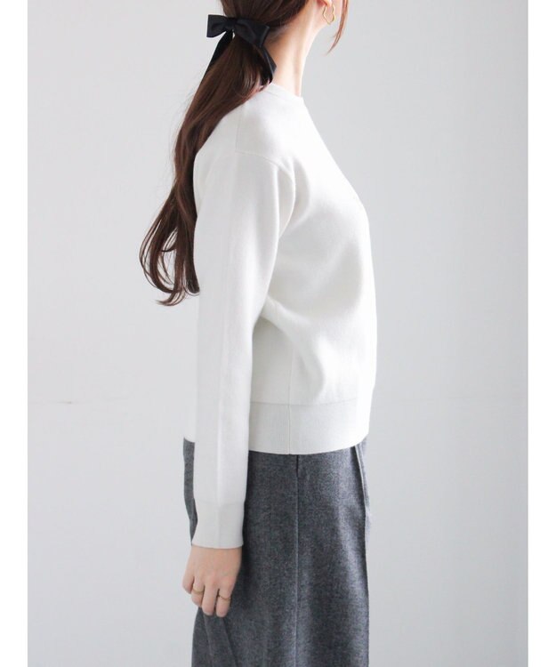 Te chichi パール&ウレタン刺繍ロゴニット オフホワイト