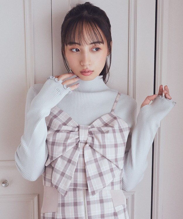 earth music&ecology 袖口刺繍リブニットプルオーバー Light Pink