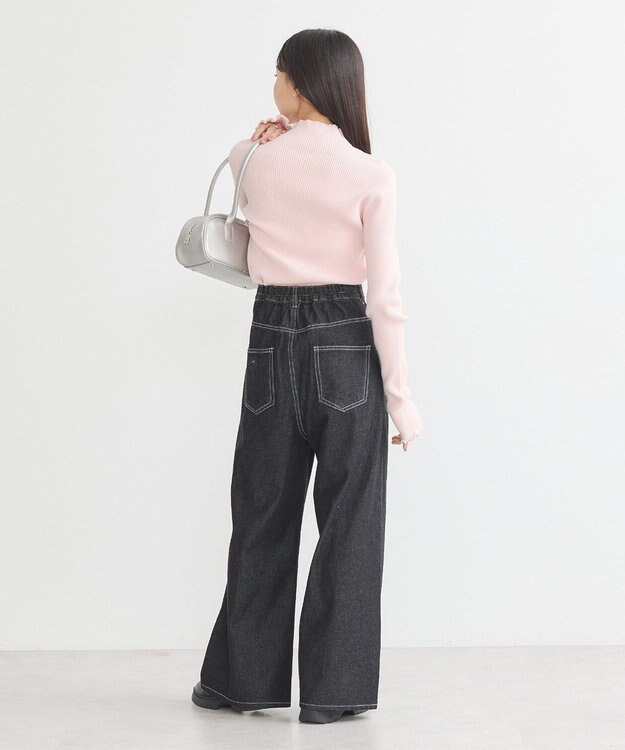 earth music&ecology 袖口刺繍リブニットプルオーバー Light Pink