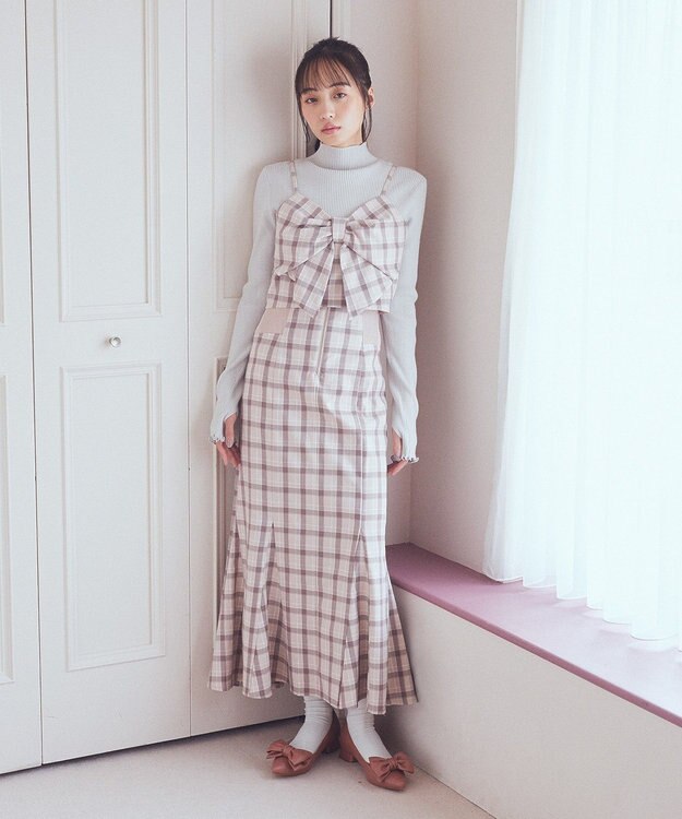 earth music&ecology 袖口刺繍リブニットプルオーバー Light Pink