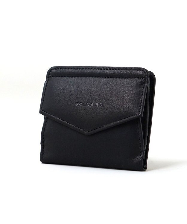 FOLNA RD ソフトレザー・ホイルレザー エンべロープ二つ折り財布 ブラック