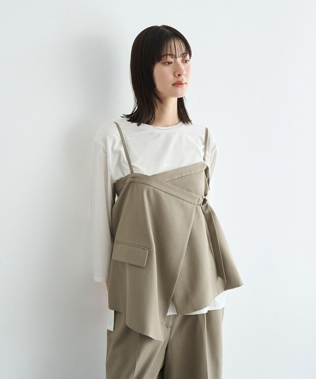 YECCA VECCA ラウンドヘム7分袖ロゴTee Silver