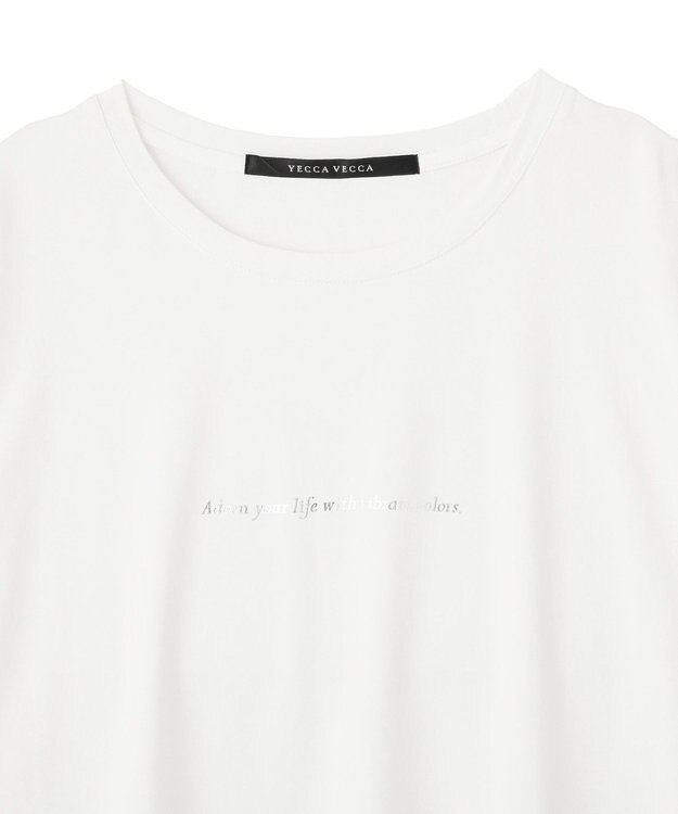 YECCA VECCA ラウンドヘム7分袖ロゴTee Silver