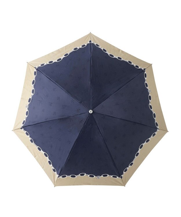 ランバンオンブルー　折りたたみ傘 ランバン オン ブルー 折りたたみ傘 チェーン柄サテンジャガード