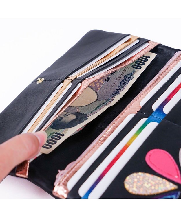 tsumori chisato CARRY ドロップス 長財布 かぶせ 【かわいいデザイン！本革のやわらかな風合い】 ブラックⅡ