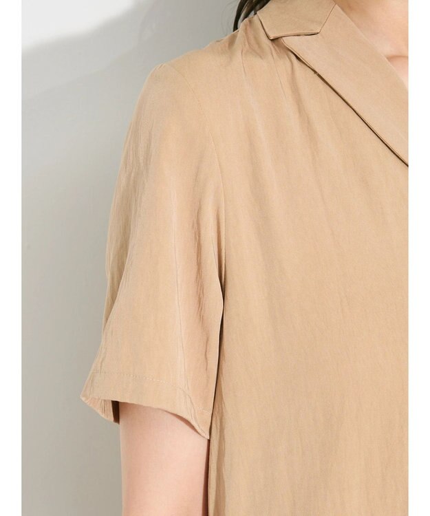 Green Parks ローウエスト切替開襟シャツワンピース Beige
