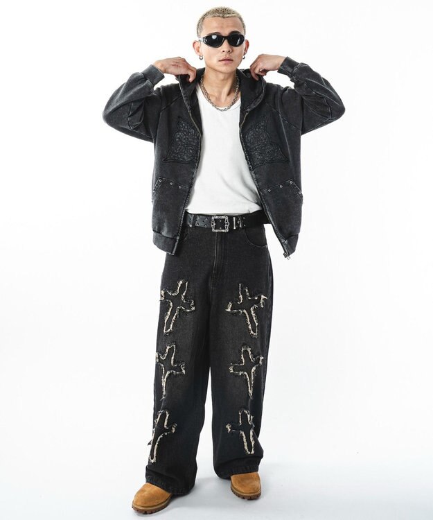 WEGO 【ユニセックス着用ITEM】フリンジデニムパンツ 柄4