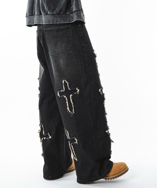 WEGO 【ユニセックス着用ITEM】フリンジデニムパンツ 柄4