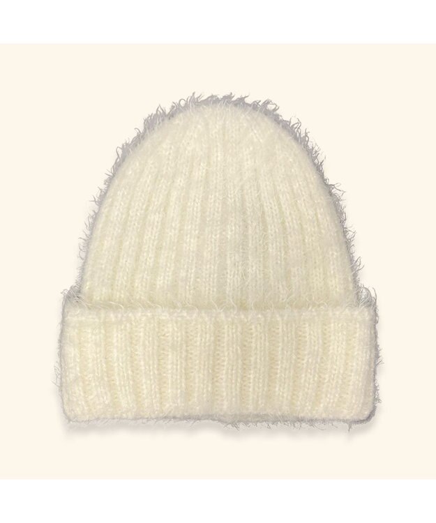 林八百吉商店 un chapeau ミンクリブニット ホワイト