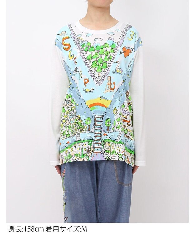 tsumori chisato SLEEP ツモリチサト トップス 綿100%(本体) 天竺素材 長袖 ルームウエア レディース UTX509 /ワコール サックス