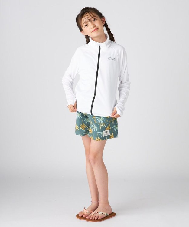 OP／FILA 【Ocean Pacific】フルジップ OPロゴラッシュガード ホワイト