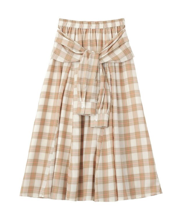 Green Parks イージーケアチェックボリュームスカート Beige