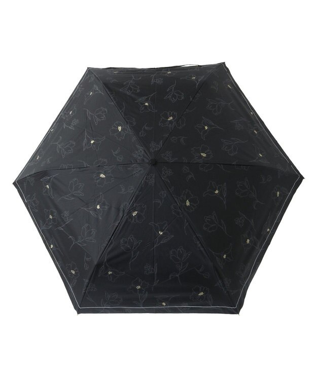YECCA VECCA 【晴雨兼用】Wpc.遮光フラワードローイングミニ日傘 Black