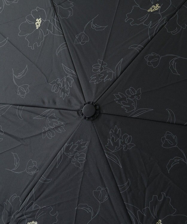 YECCA VECCA 【晴雨兼用】Wpc.遮光フラワードローイングミニ日傘 Black