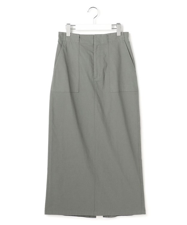 23区 L 【先行予約】スラブツイルストレッチ Iライン スカート カーキ