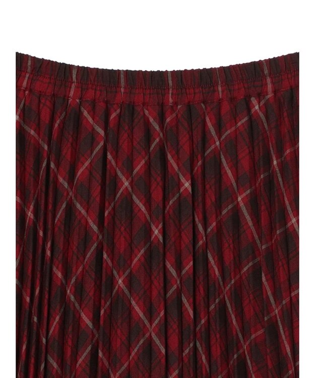 earth music&ecology すきな丈プリーツスカート Check RED