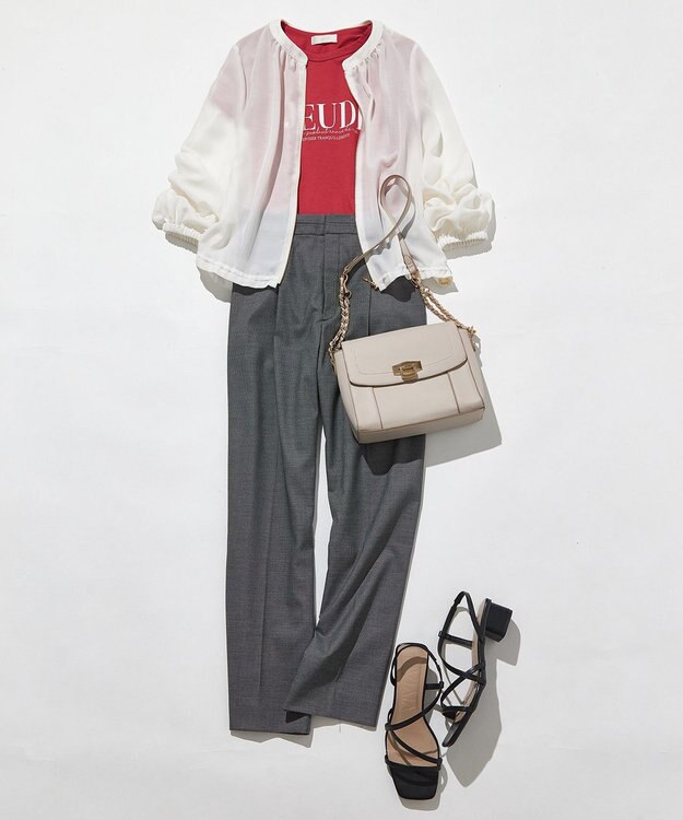 ANY SIS 【UVカット・接触冷感】ドライタッチクール テーパードパンツ グレーミニチェック