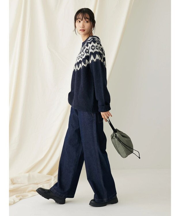 CRAFT STANDARD BOUTIQUE 求心柄ニットプルオーバー Navy