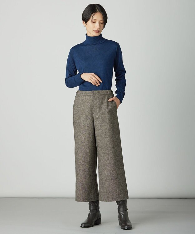 J.PRESS LADIES S ラメツイード クロップド パンツ ブラウン系