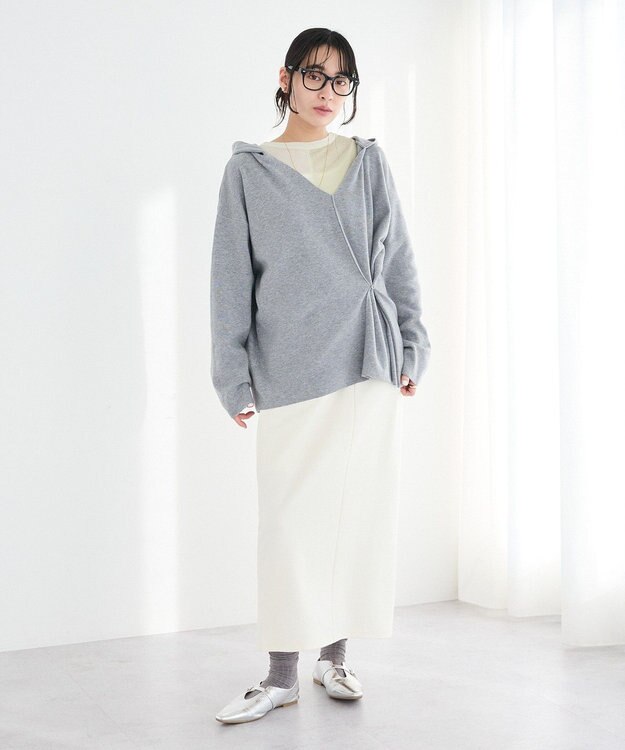CRAFT STANDARD BOUTIQUE Vネックフードカシュクールニットプルオーバー Gray Mixture