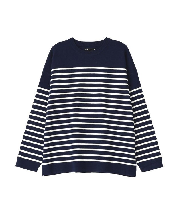 CRAFT STANDARD BOUTIQUE パネルボーダーニットプルオーバー Border Navy