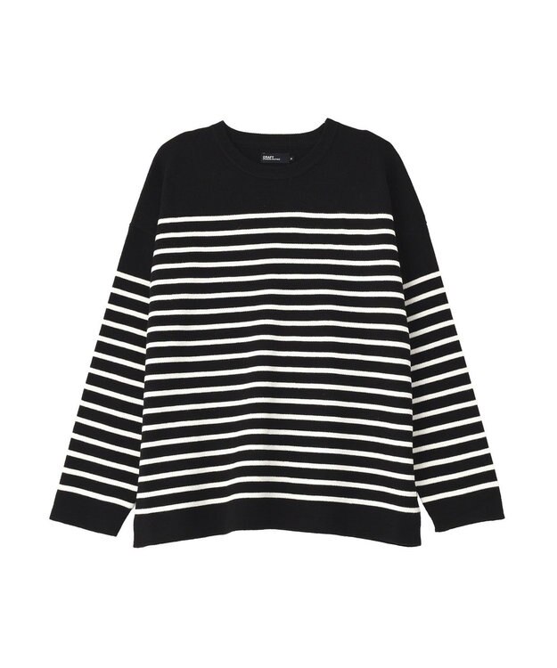 CRAFT STANDARD BOUTIQUE パネルボーダーニットプルオーバー Border Black