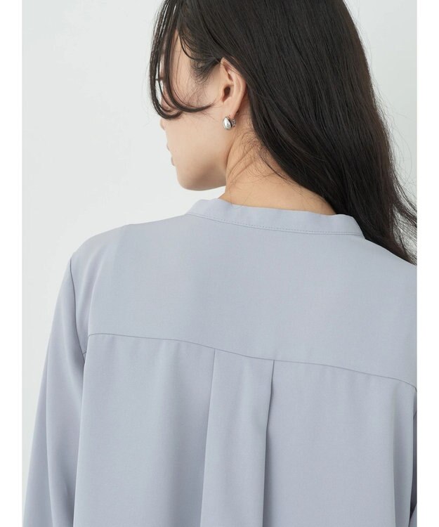 earth music&ecology タックブラウス Grayish Blue