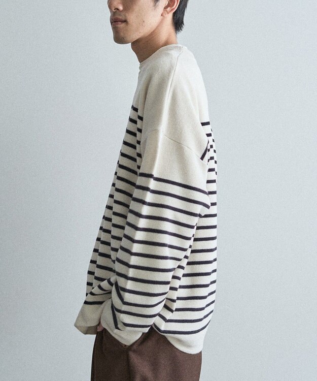 CRAFT STANDARD BOUTIQUE パネルボーダーニットプルオーバー Border Ivory