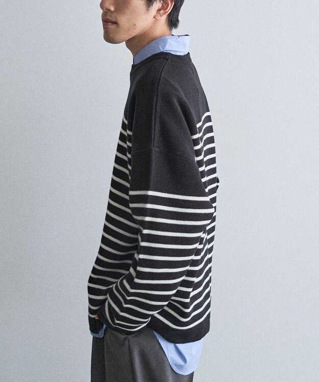 CRAFT STANDARD BOUTIQUE パネルボーダーニットプルオーバー Border Black