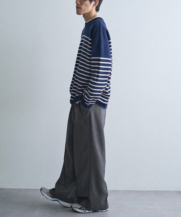 CRAFT STANDARD BOUTIQUE パネルボーダーニットプルオーバー Border Navy