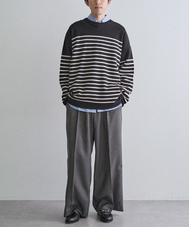 CRAFT STANDARD BOUTIQUE パネルボーダーニットプルオーバー Border Black