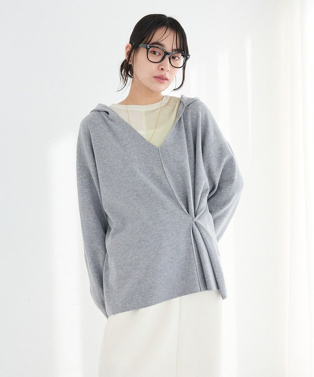 CRAFT STANDARD BOUTIQUE Vネックフードカシュクールニットプルオーバー Gray Mixture