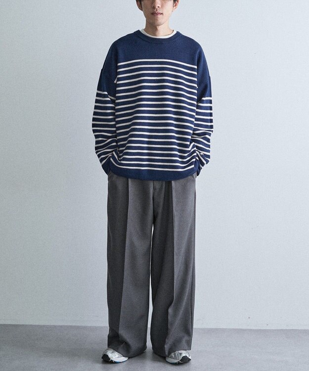 CRAFT STANDARD BOUTIQUE パネルボーダーニットプルオーバー Border Navy