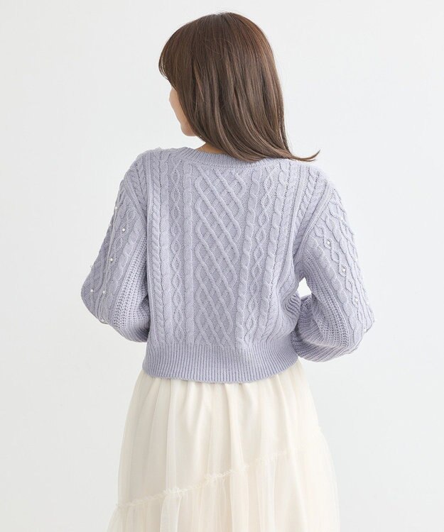 earth music&ecology パール＆ケーブルニットプルオーバー Lavender