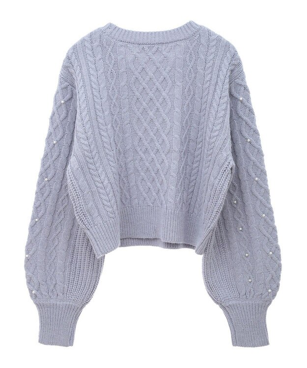 earth music&ecology パール＆ケーブルニットプルオーバー Lavender