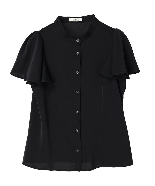 earth music&ecology ラッフルブラウス Black
