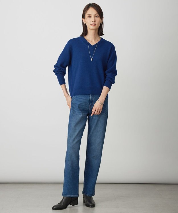 J.PRESS LADIES S 裏起毛ストレッチ デニム パンツ ユーズド系