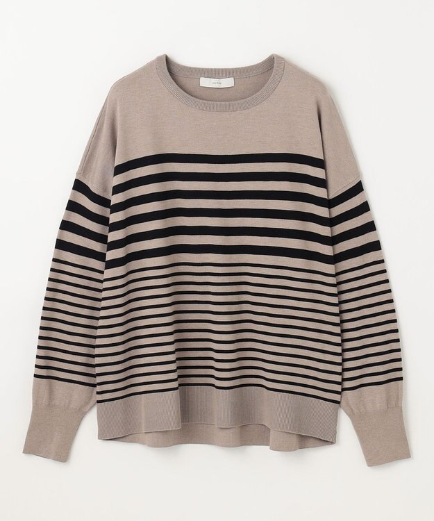 ANY 【洗濯機可】ボーダーニット モカ×クロ