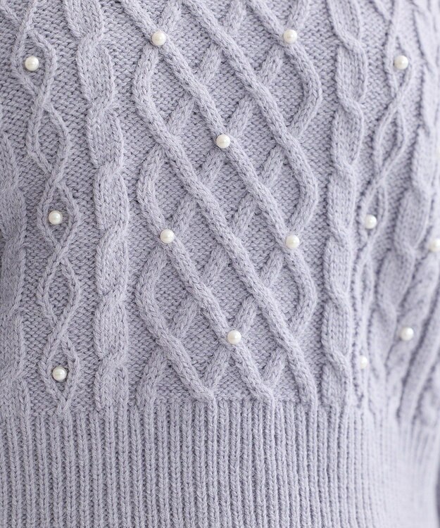earth music&ecology パール＆ケーブルニットプルオーバー Lavender