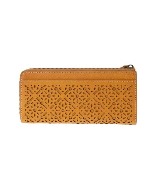 genten ダイヤカットワーク　Lファスナー長財布 イエロー