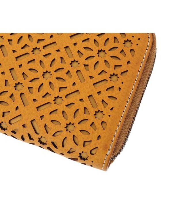 genten ダイヤカットワーク　Lファスナー長財布 イエロー