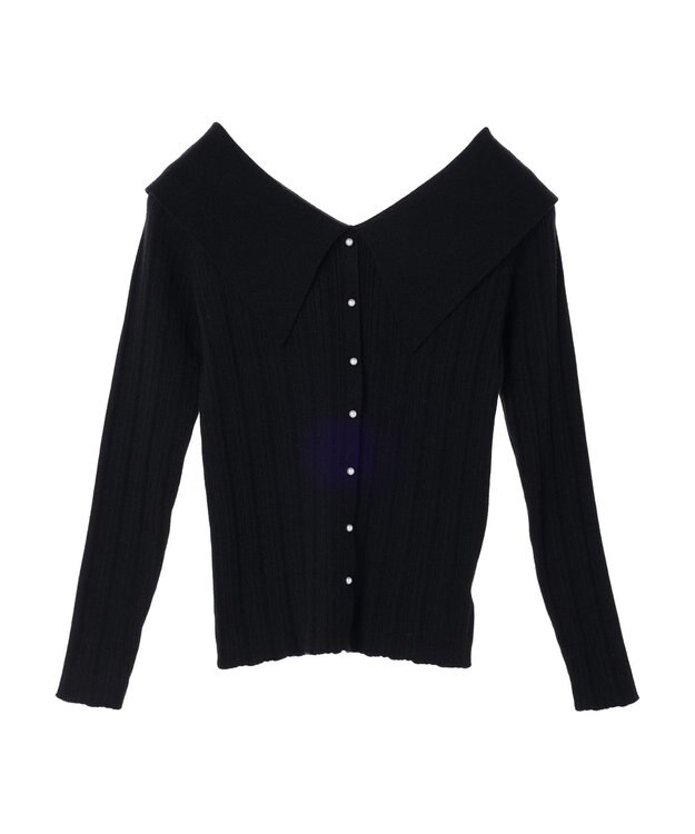 earth music&ecology ２ｗａｙビッグカラーニットプルオーバー Black