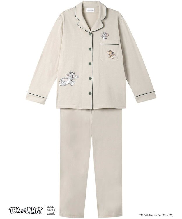 une nana cool トムとジェリー × une nana cool 【綿100％】開襟パジャマ BE