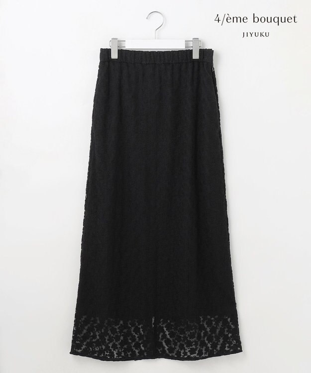 自由区 【カトリエムブーケ】Fleurs flottantes フラワーモチーフスカート ブラック