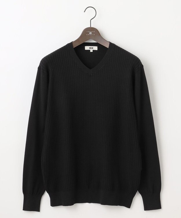 JOSEPH ABBOUD 【洗える/チクチクしない/3シーズン対応】SNOWY Vネック  ニット ブラック系